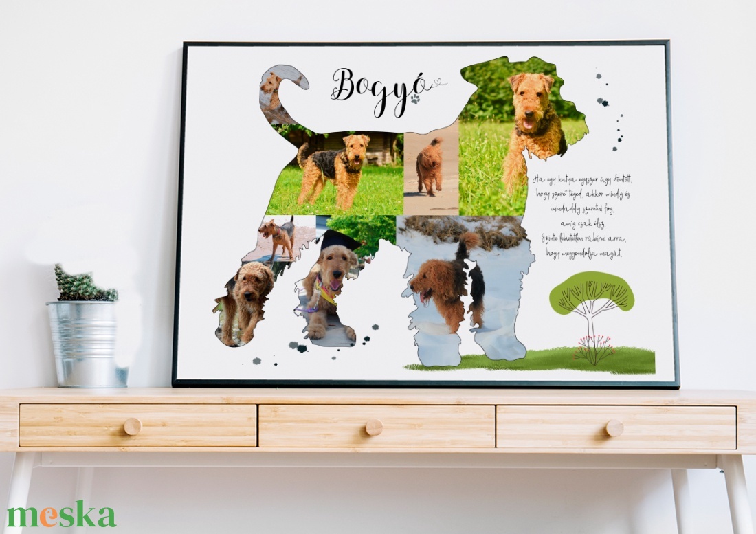 Airedale terrier kutyus kutya falidekoráció, kutyák szerelmeseinek, születésnapra, Vicces, Frappáns, Szülinapi ajándék - otthon & életmód - dekoráció - kép & falikép - poszter - Meska.hu