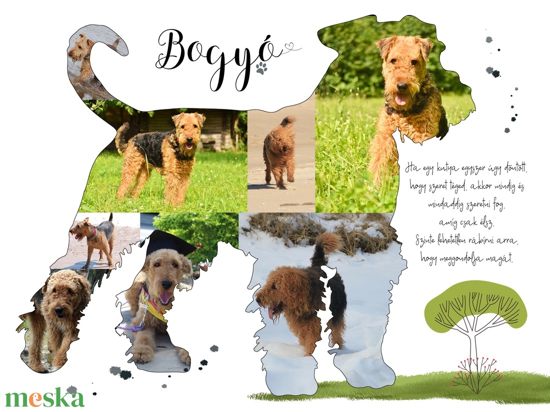 Airedale terrier kutyus kutya falidekoráció, kutyák szerelmeseinek, születésnapra, Vicces, Frappáns, Szülinapi ajándék - otthon & életmód - dekoráció - kép & falikép - poszter - Meska.hu
