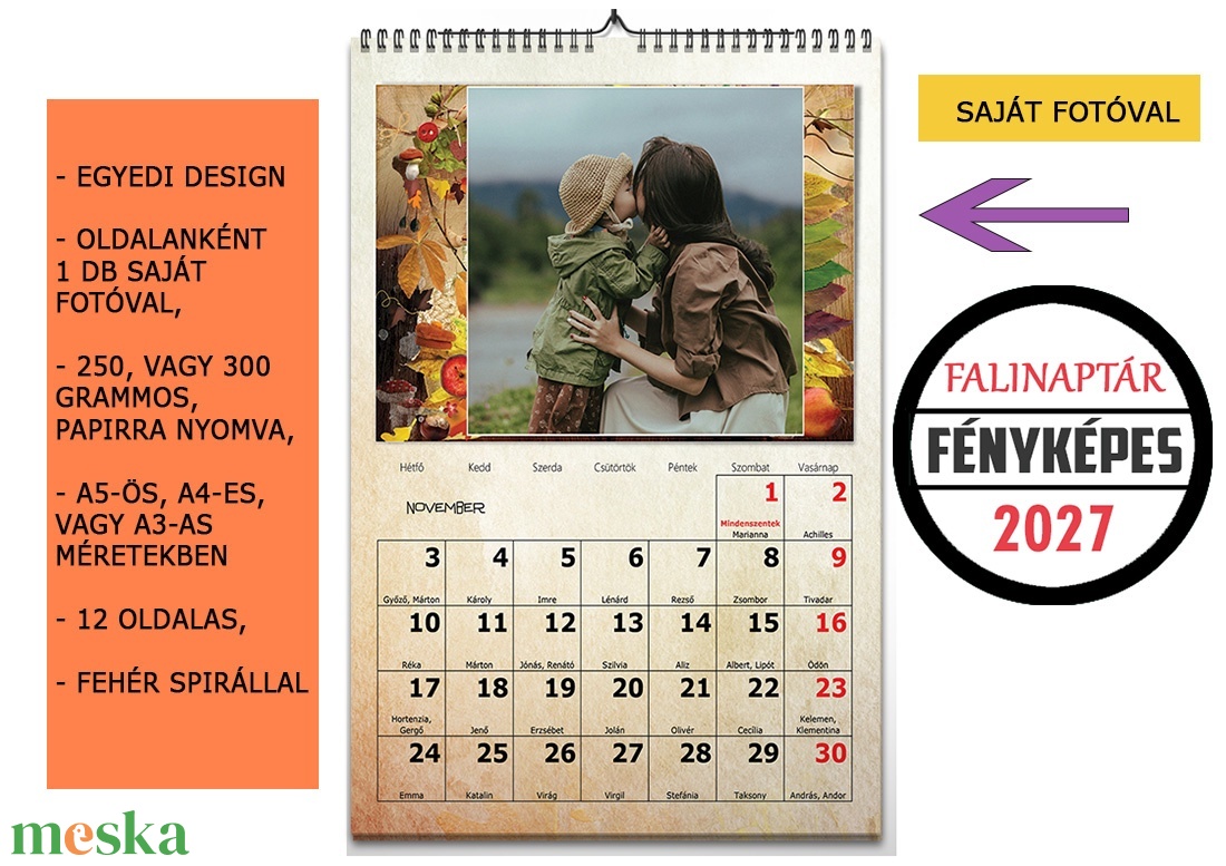 2027-es falinaptár szerelmeseknek � személyes ajándék évfordulóra - otthon & életmód - dekoráció - fali és függő dekoráció - falinaptár & öröknaptár - Meska.hu