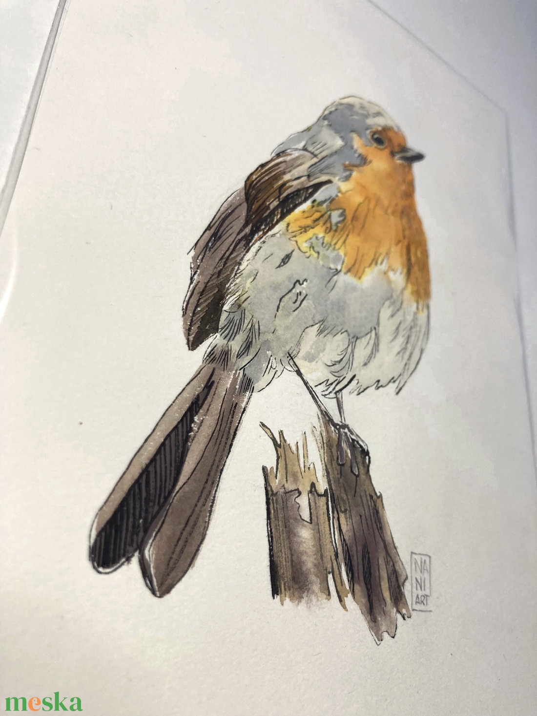 Akvarellkép - Vörösbegy  - művészet - festmény - akvarell - Meska.hu