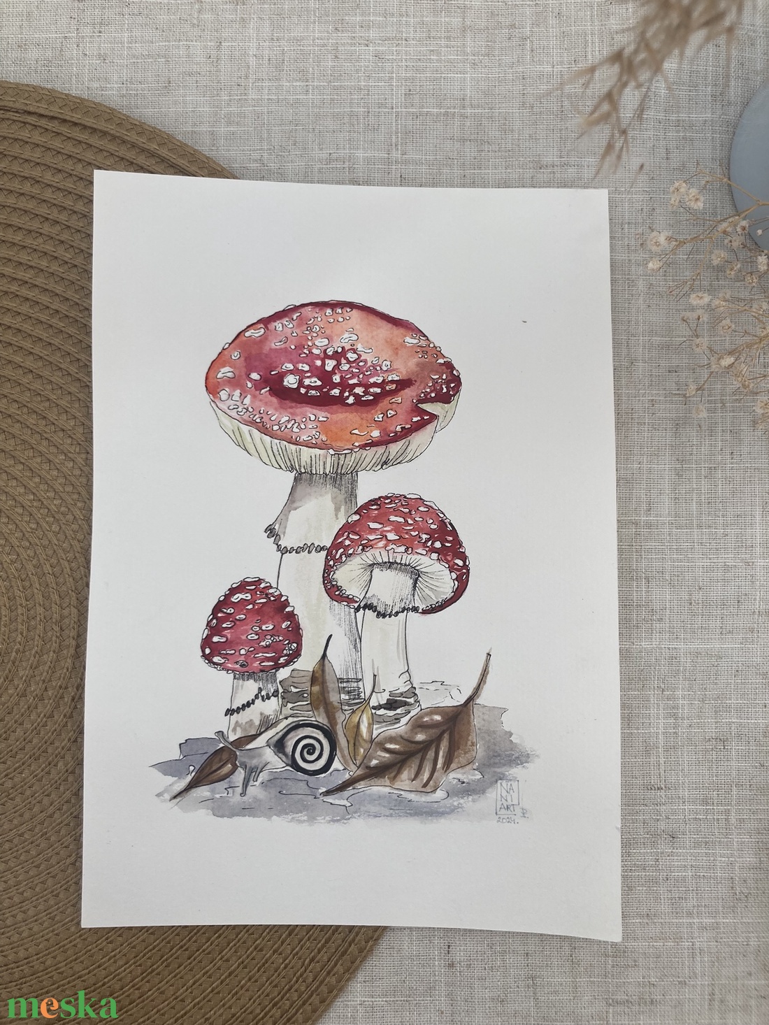 Légyölő galóca - akvarell  - művészet - festmény - akvarell - Meska.hu