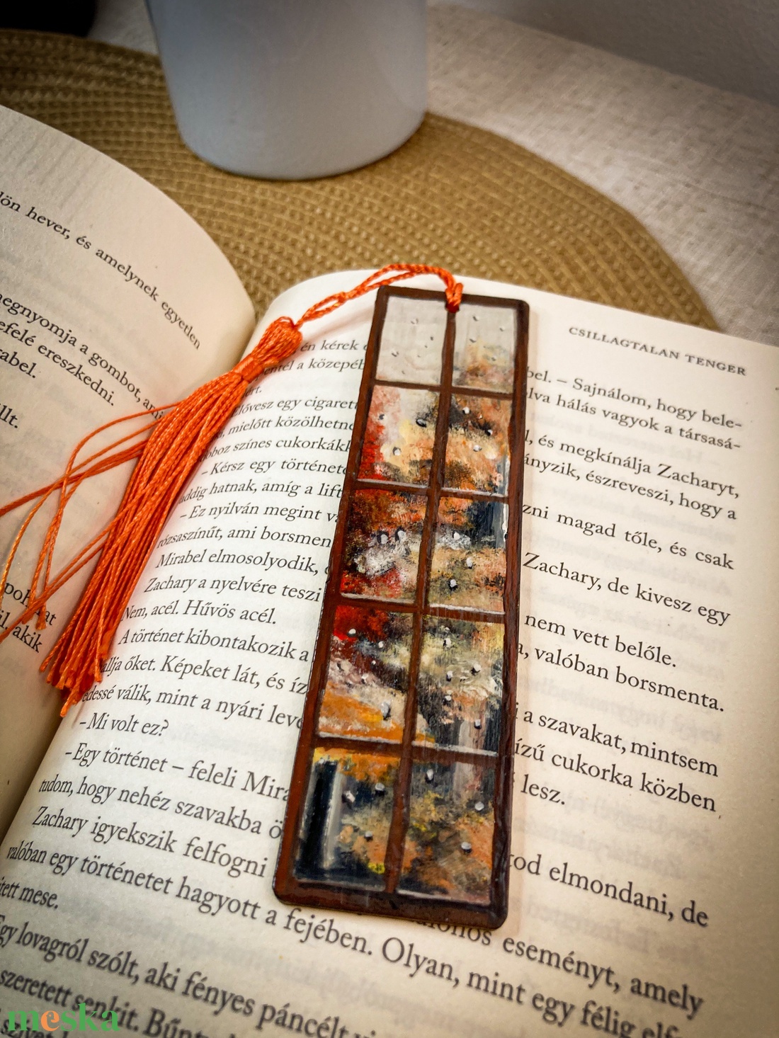 Egy ablak az őszi tájra  - Festett, fa könyvjelző  - könyv & zene - könyvjelző - Meska.hu