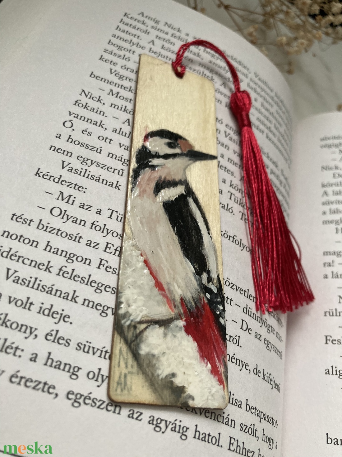 Könyvjelző - Fára festett - Harkály - könyv & zene - könyvjelző - Meska.hu
