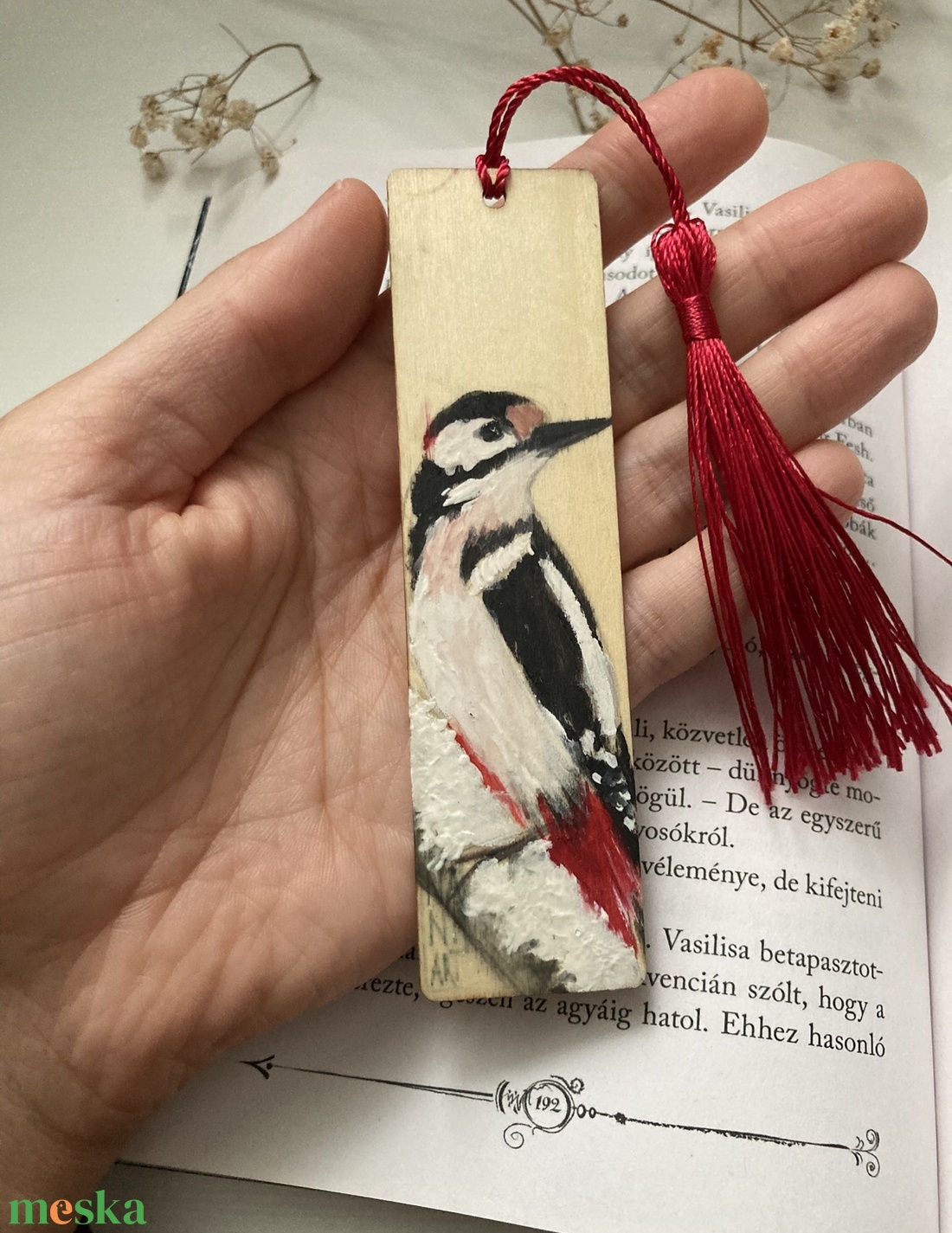Könyvjelző - Fára festett - Harkály - könyv & zene - könyvjelző - Meska.hu