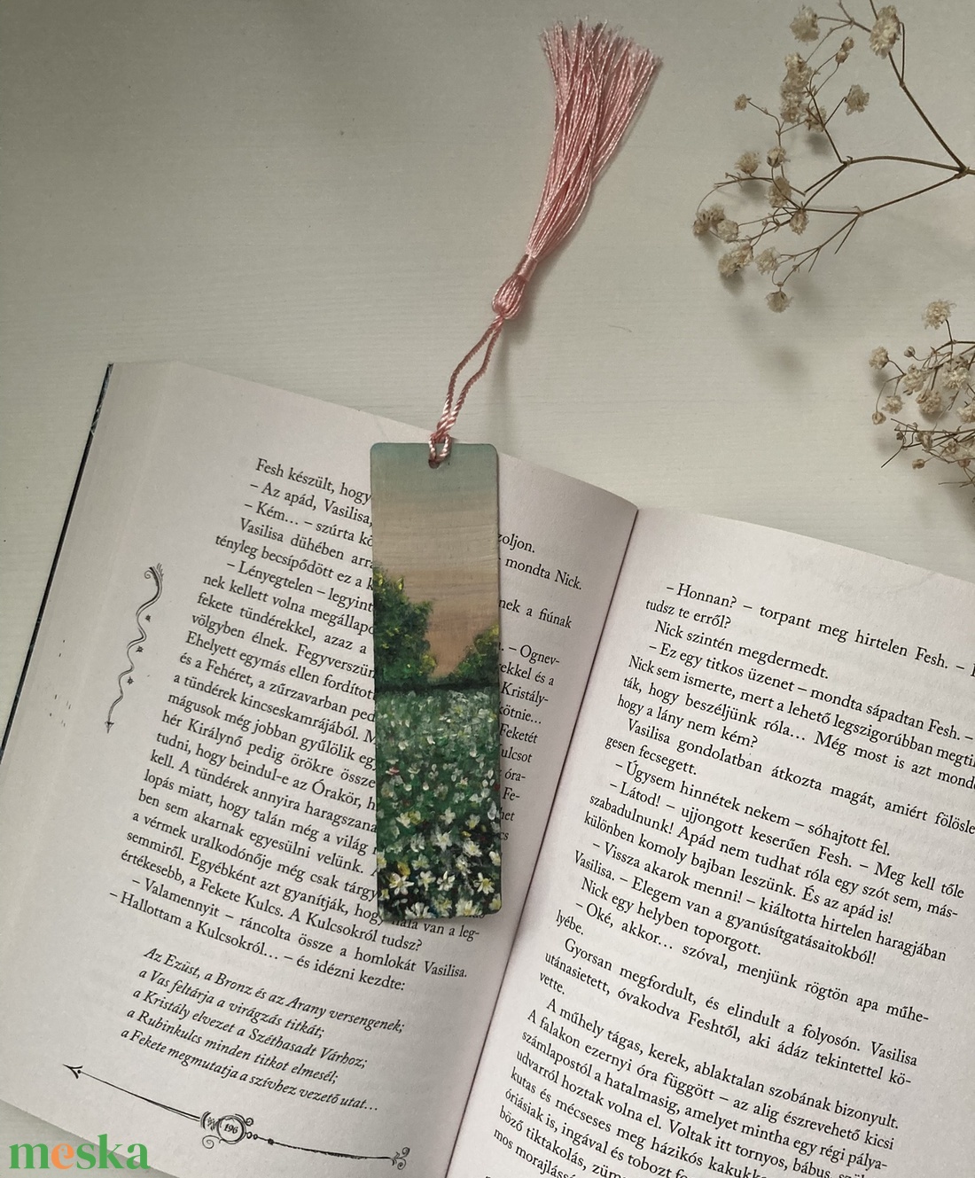 Könyvjelző - Fára festett - Virágos rét  - könyv & zene - könyvjelző - Meska.hu