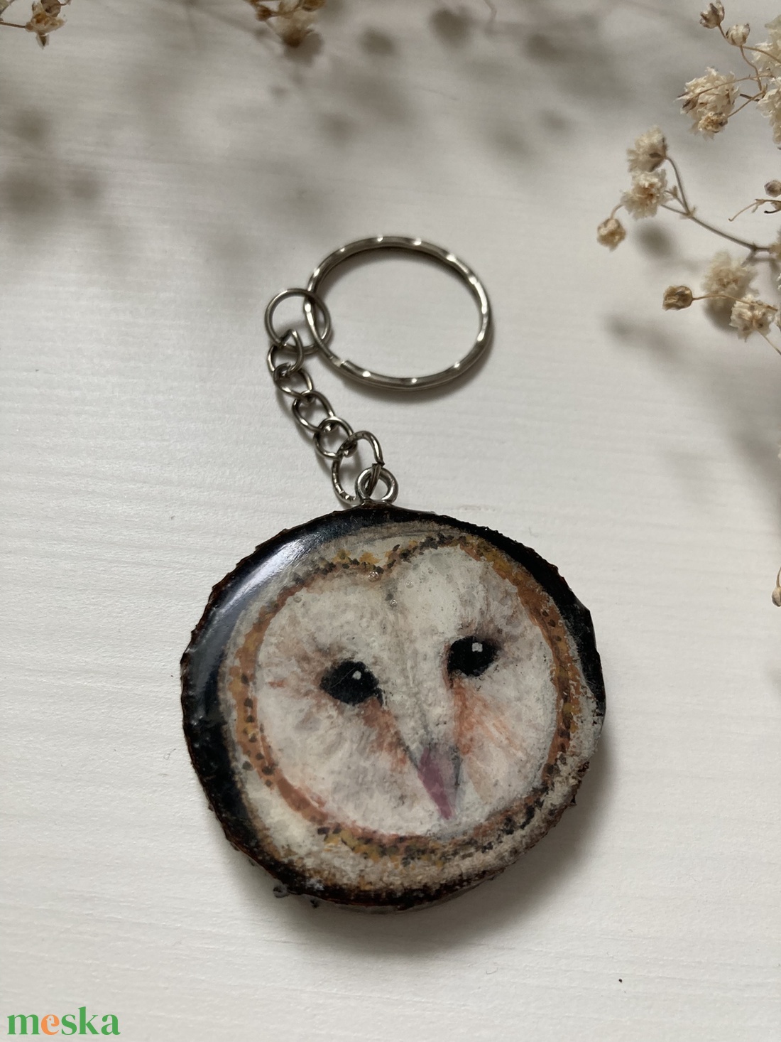 Baglyos kulcstató - Kézzelfestett  - táska & tok - kulcstartó & táskadísz - kulcstartó - Meska.hu