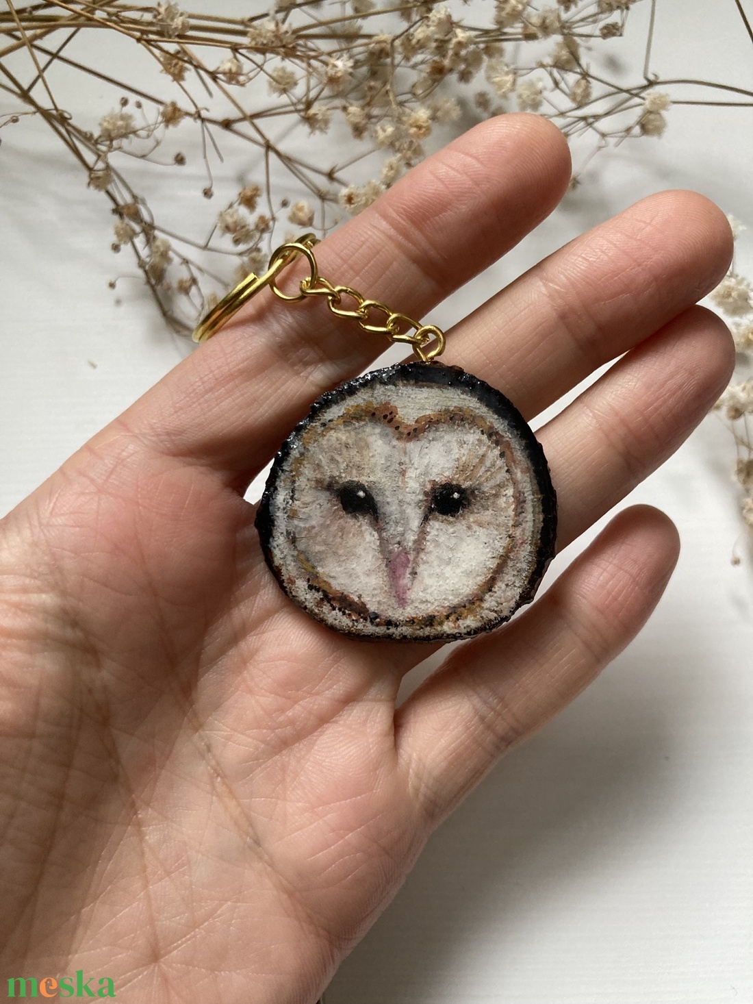 Baglyos kulcstató - Kézzelfestett  - táska & tok - kulcstartó & táskadísz - kulcstartó - Meska.hu