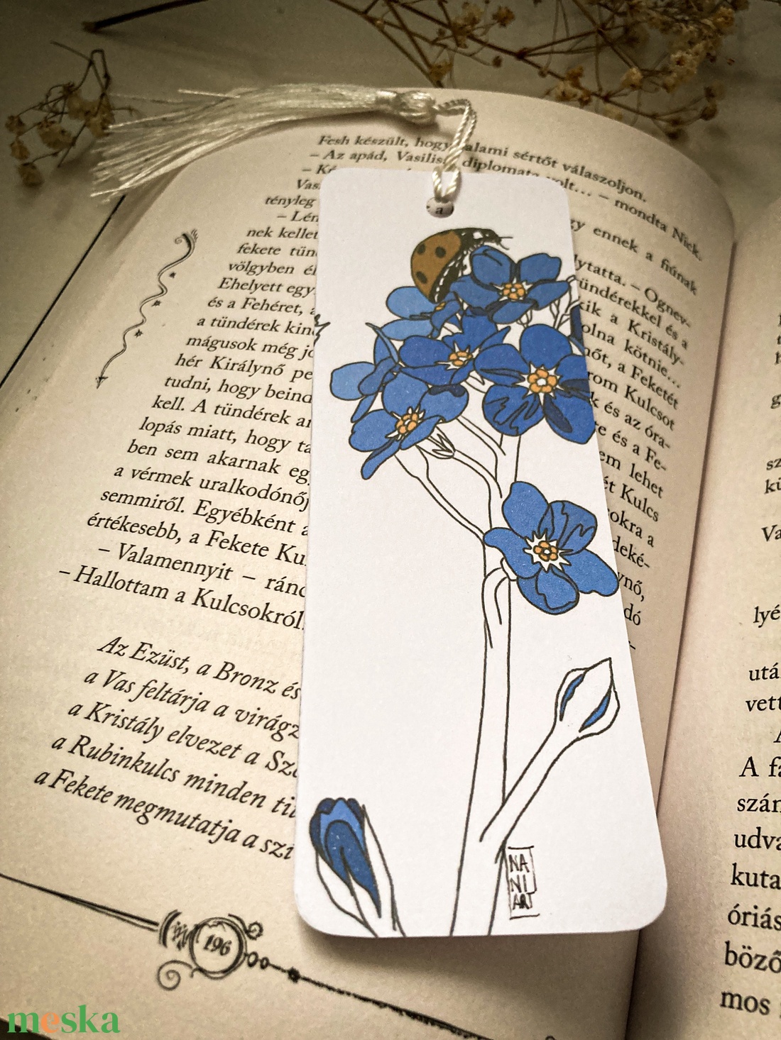 Könyvjelző bojttal - Virágos könyvjelző - könyv & zene - könyvjelző - Meska.hu