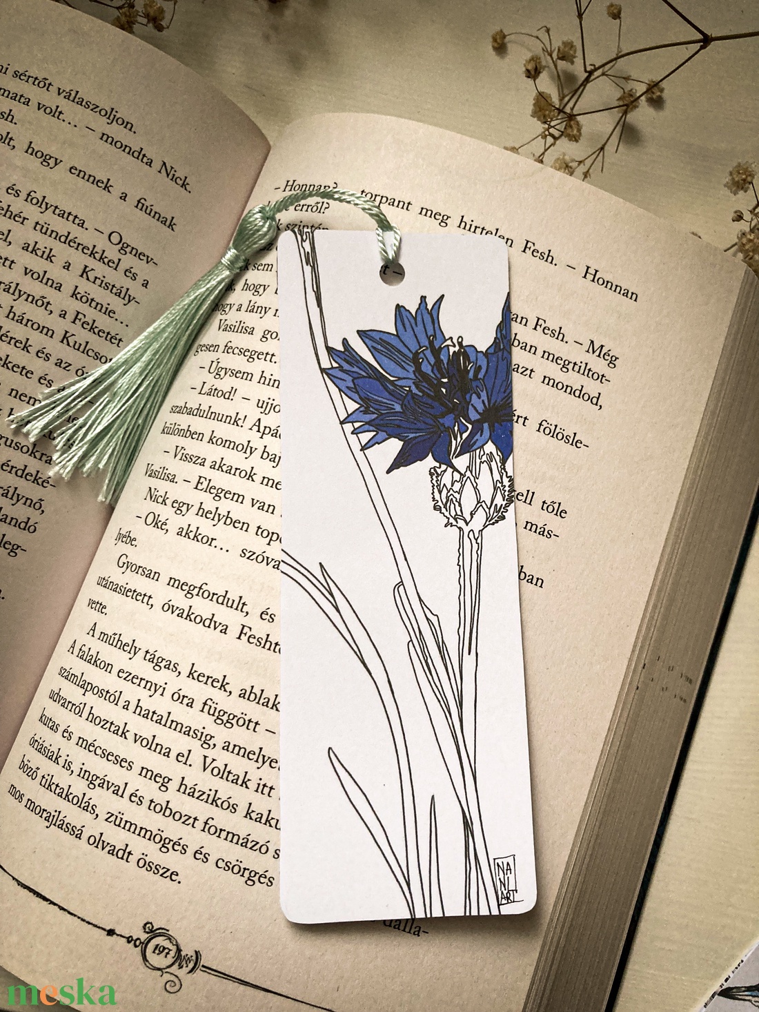Könyvjelző bojttal - Virágos könyvjelző - könyv & zene - könyvjelző - Meska.hu