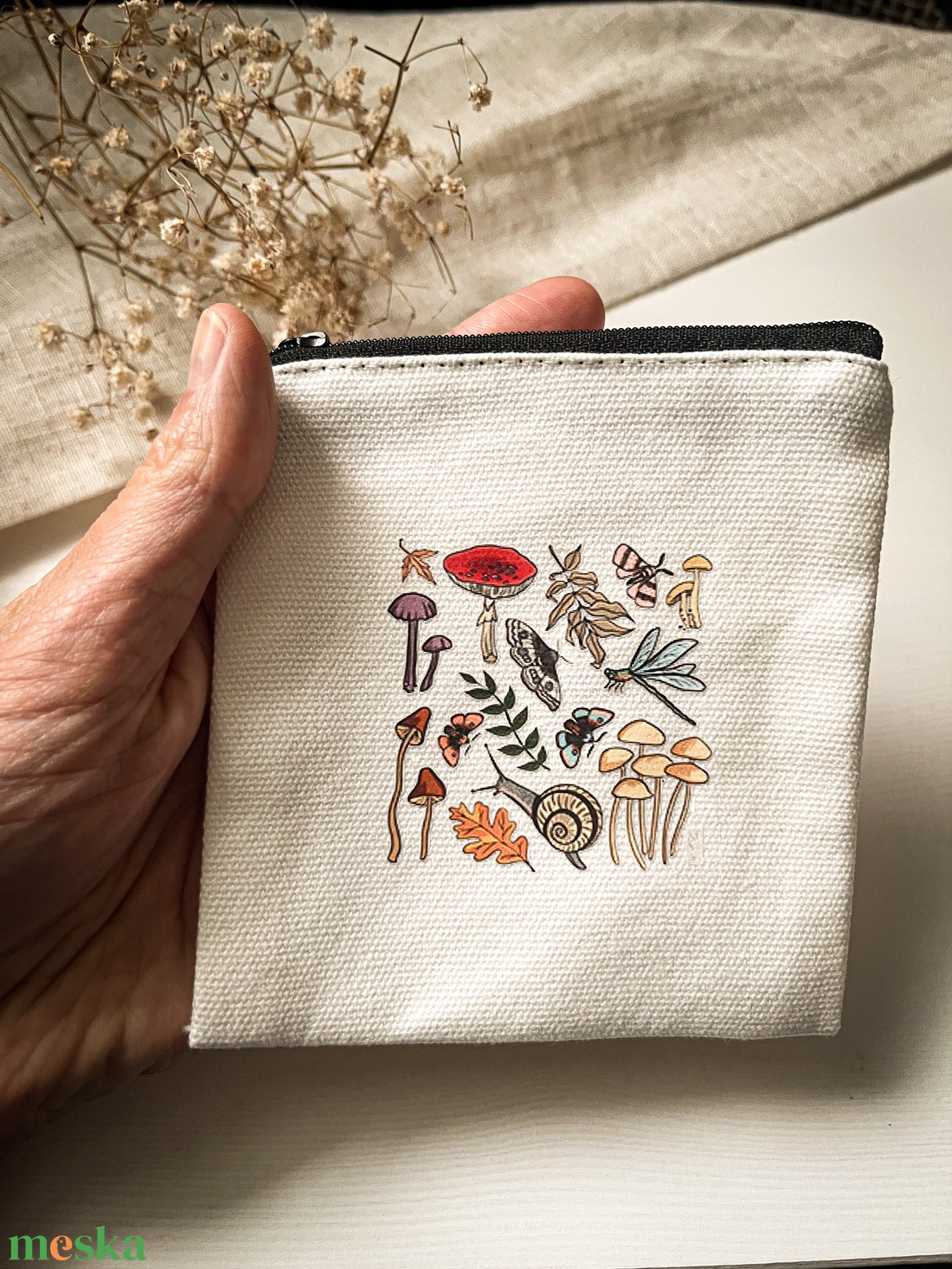 Neszeszer - mini cipzáras vászon tároló - táska & tok - neszesszer - Meska.hu