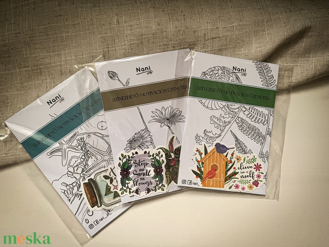 Színező kártyák - DIY Színező kártgyák motivációs üzenetekkel - otthon & életmód - papír, írószer - színező - Meska.hu