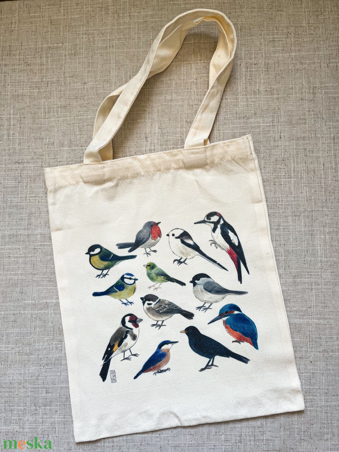Kézzel festett vászon táska - Hazánk madarai - táska & tok - bevásárlás & shopper táska - shopper, textiltáska, szatyor - Meska.hu