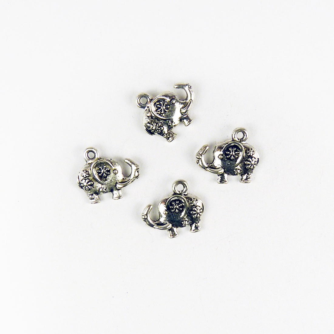 Elefánt ékszerdísz, fityegő, charm 16x14mm (4db) - kellékek & szerszámok - gyöngyfűzés kellékek - fém köztesek - Meska.hu