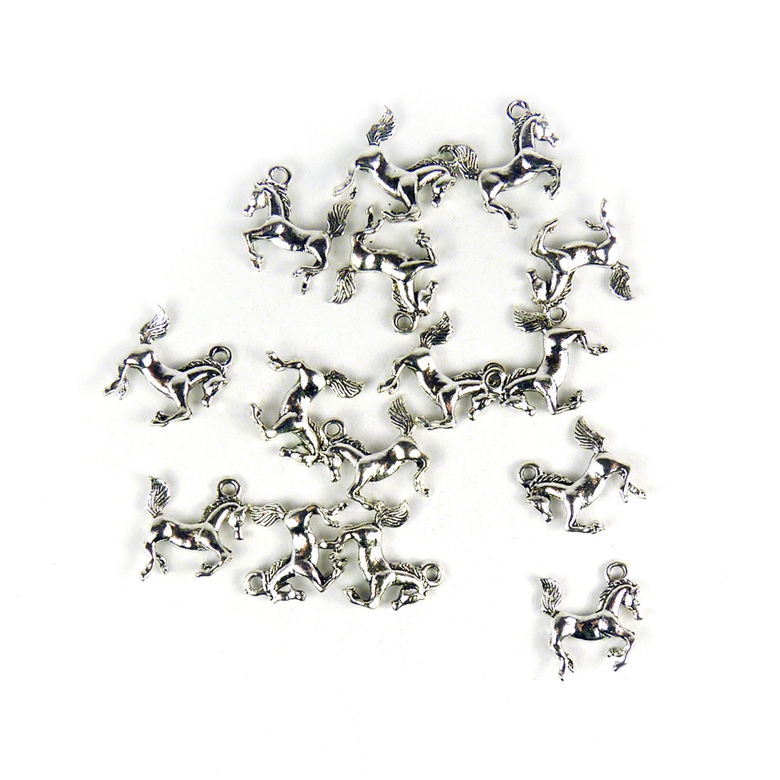 Ló ékszerdísz, fityegő, charm 18x18mm (4db) - kellékek & szerszámok - gyöngyfűzés kellékek - fém köztesek - Meska.hu