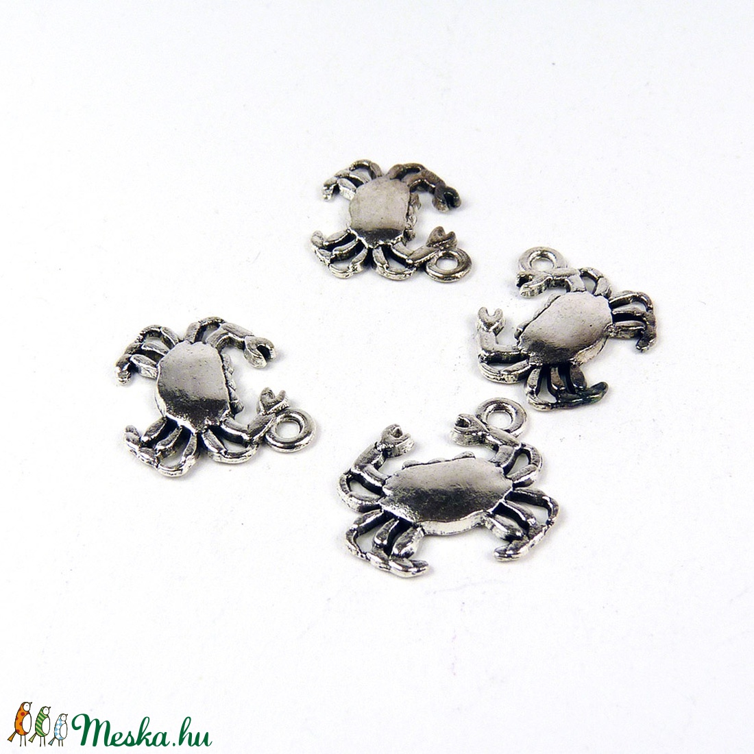 Rák ékszerdísz, fityegő, charm 16x14mm (4db) - kellékek & szerszámok - gyöngyfűzés kellékek - fém köztesek - Meska.hu