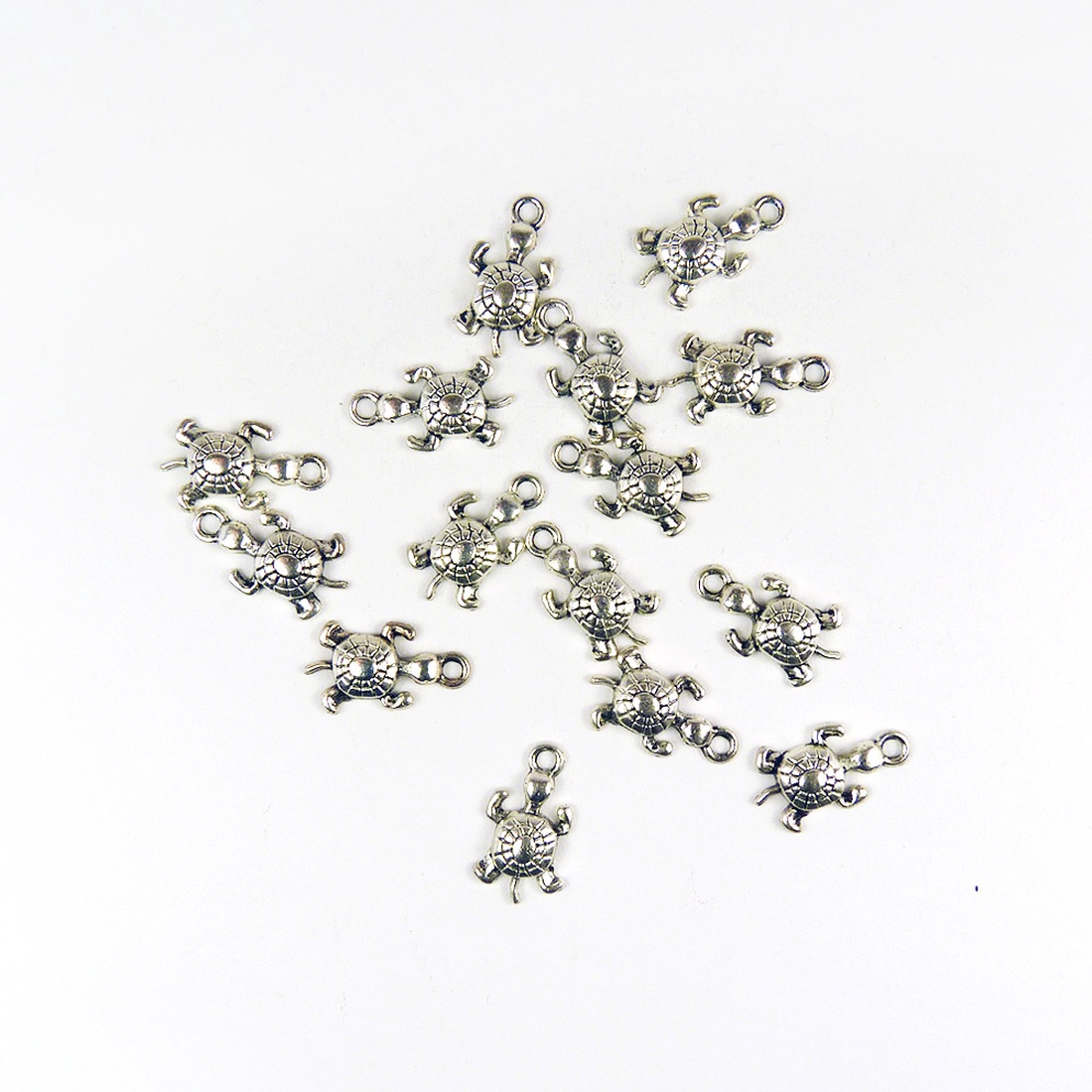 Teknős ékszerdísz, fityegő, charm 11x19mm (4db) - kellékek & szerszámok - gyöngyfűzés kellékek - fém köztesek - Meska.hu