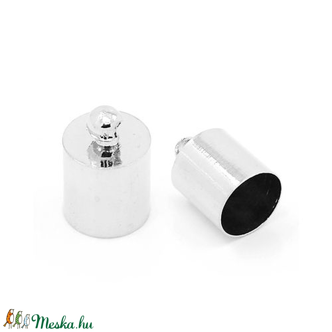 Bőrvég, zsinórvég, végzáró, gyöngykupak, ezüst, 12x8mm (6db) - kellékek & szerszámok - gyöngyfűzés kellékek - Meska.hu