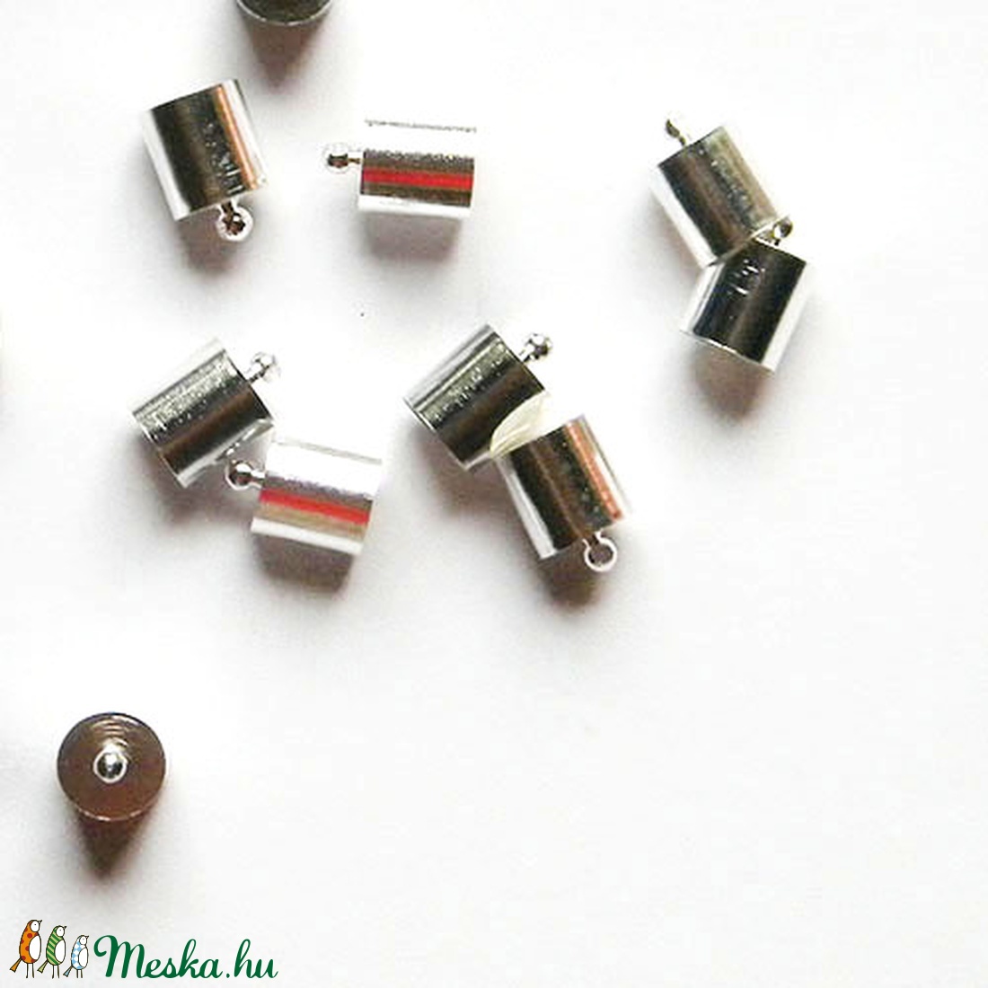 Bőrvég, zsinórvég, végzáró, gyöngykupak, ezüst, 12x8mm (6db) - kellékek & szerszámok - gyöngyfűzés kellékek - Meska.hu