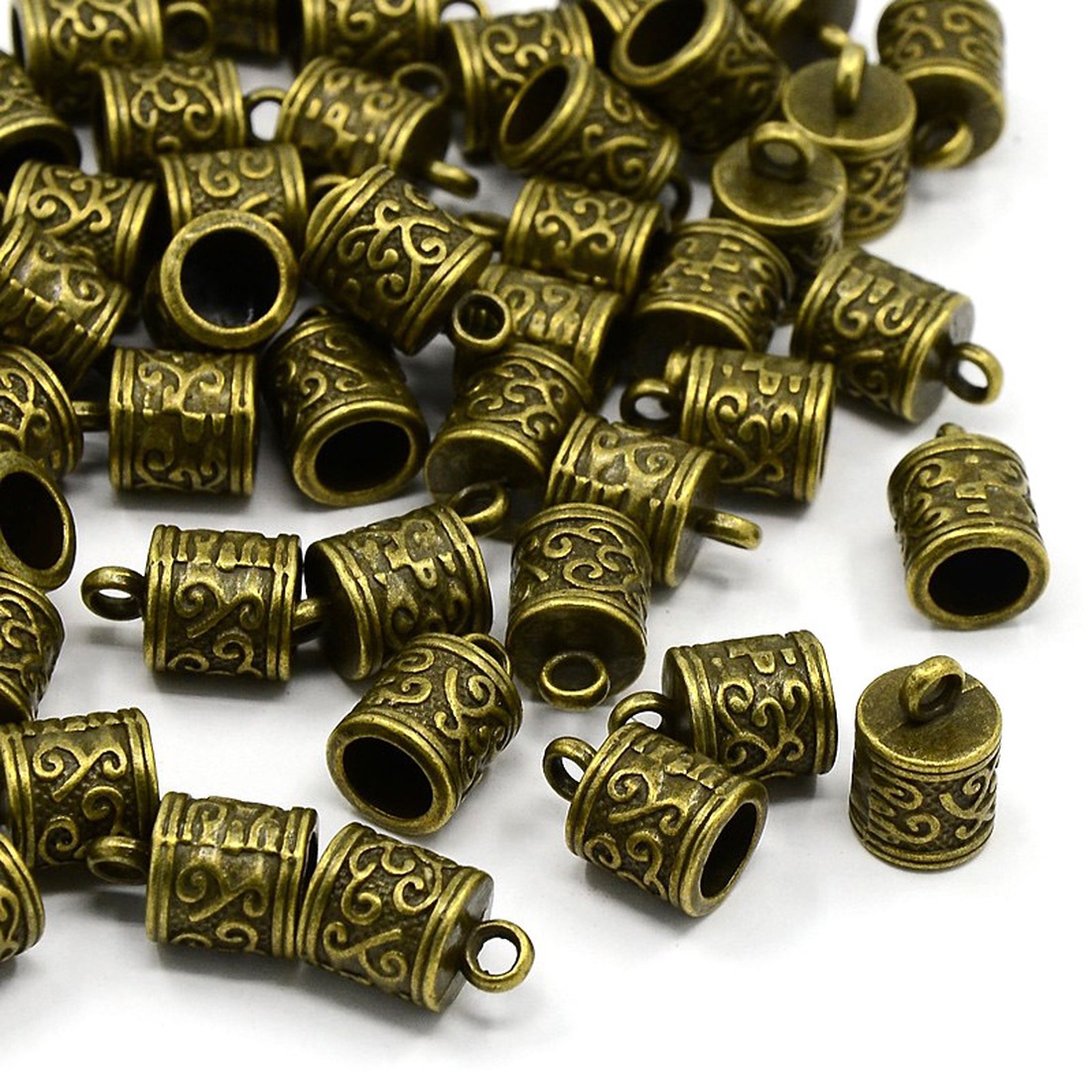 13x8mm bőrvég, zsinórvég, végzáró, gyöngykupak, bronz (4db) - kellékek & szerszámok - gyöngyfűzés kellékek - Meska.hu