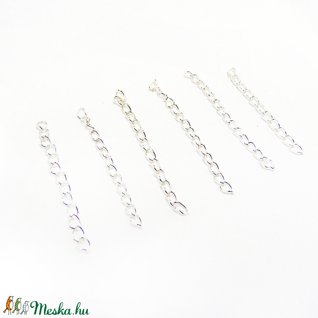 Lánchosszabbító 6x4x0,6mm - ezüst szín (6db) - kellékek & szerszámok - gyöngyfűzés kellékek - fém köztesek - Meska.hu