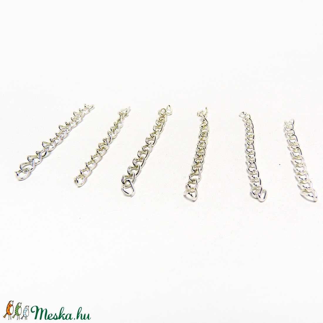 Lánchosszabbító 6x4x0,6mm - ezüst szín (6db) - kellékek & szerszámok - gyöngyfűzés kellékek - fém köztesek - Meska.hu