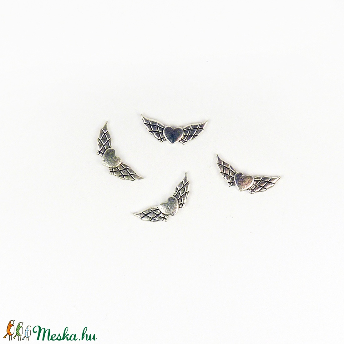 Angyalszárny köztes, szívecskés, ékszerdísz, fityegő, 24x8mm - kellékek & szerszámok - gyöngyfűzés kellékek - fém köztesek - Meska.hu