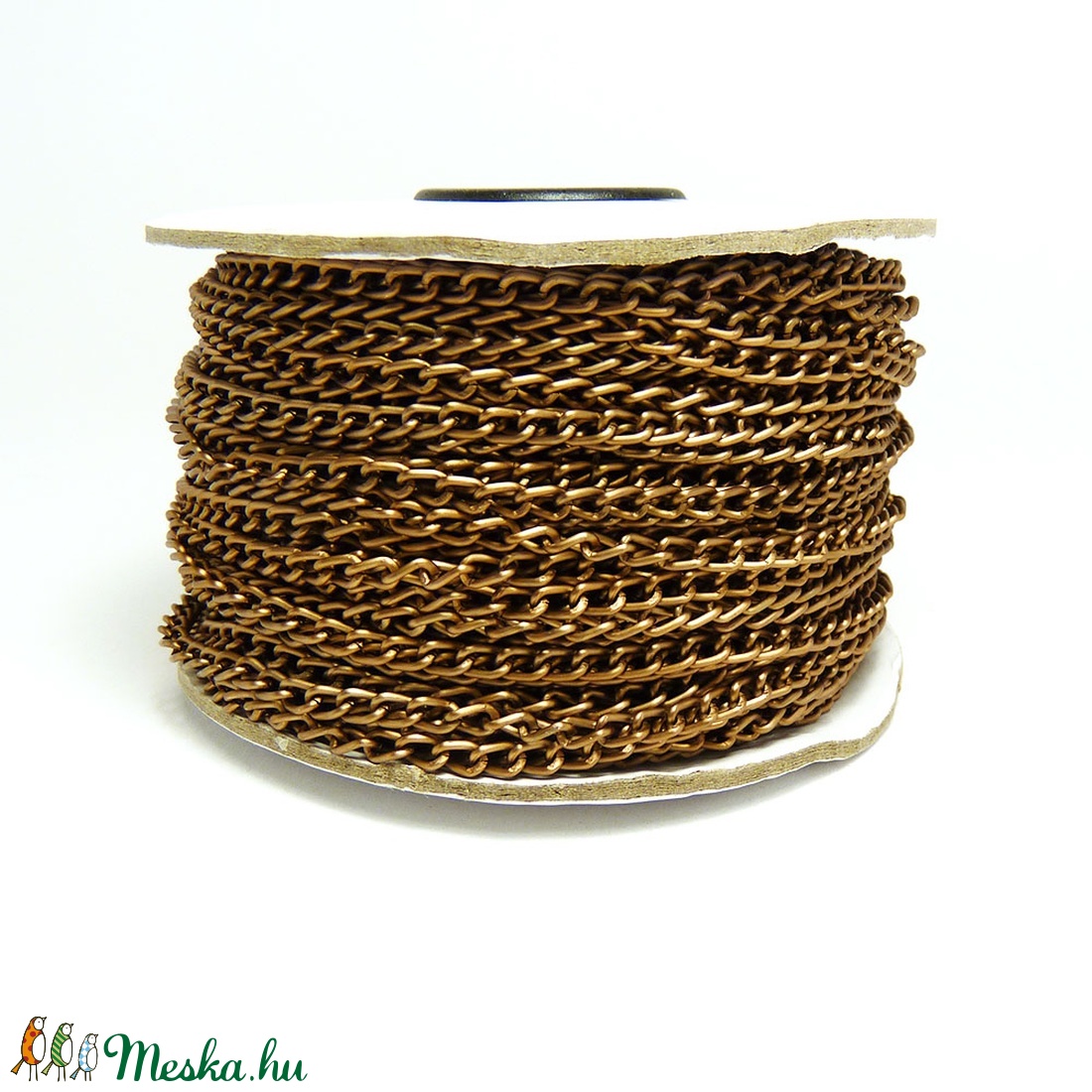 Vékony lánc, 3x2x0,4mm - vörösréz szín - kellékek & szerszámok - gyöngyfűzés kellékek - Meska.hu