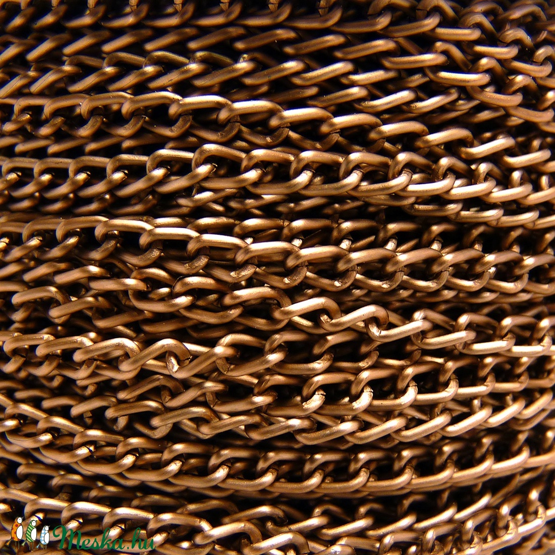 Vékony lánc, 3x2x0,4mm - vörösréz szín - kellékek & szerszámok - gyöngyfűzés kellékek - Meska.hu