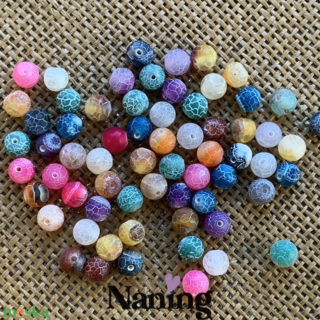 Fagyos achát � ásványgyöngy füzérmix � 8mm � 47db - kellékek & szerszámok - ásvány alapanyag - ásványfüzér - Meska.hu
