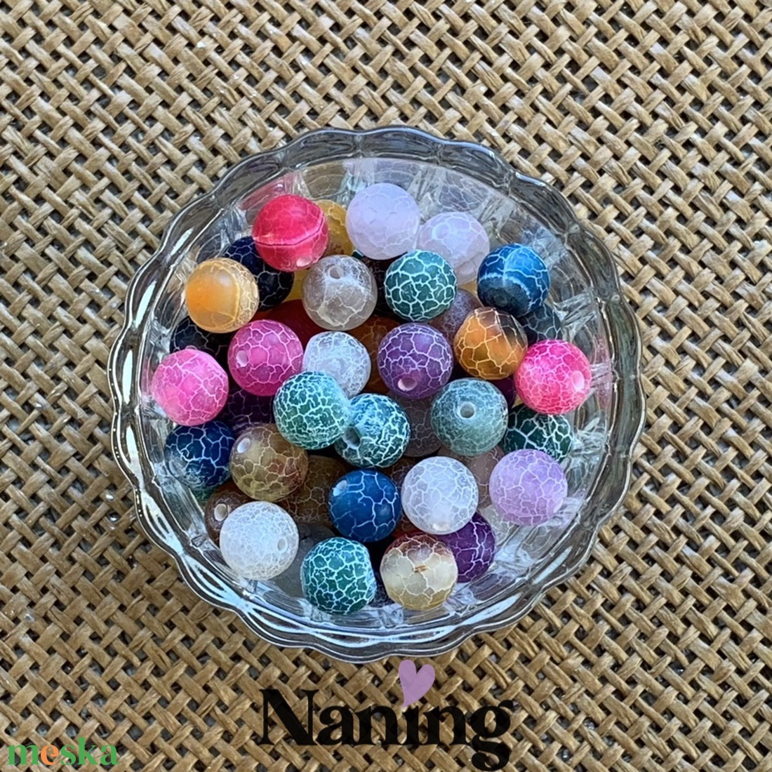 Fagyos achát � ásványgyöngy füzérmix � 8mm � 47db - kellékek & szerszámok - ásvány alapanyag - ásványfüzér - Meska.hu