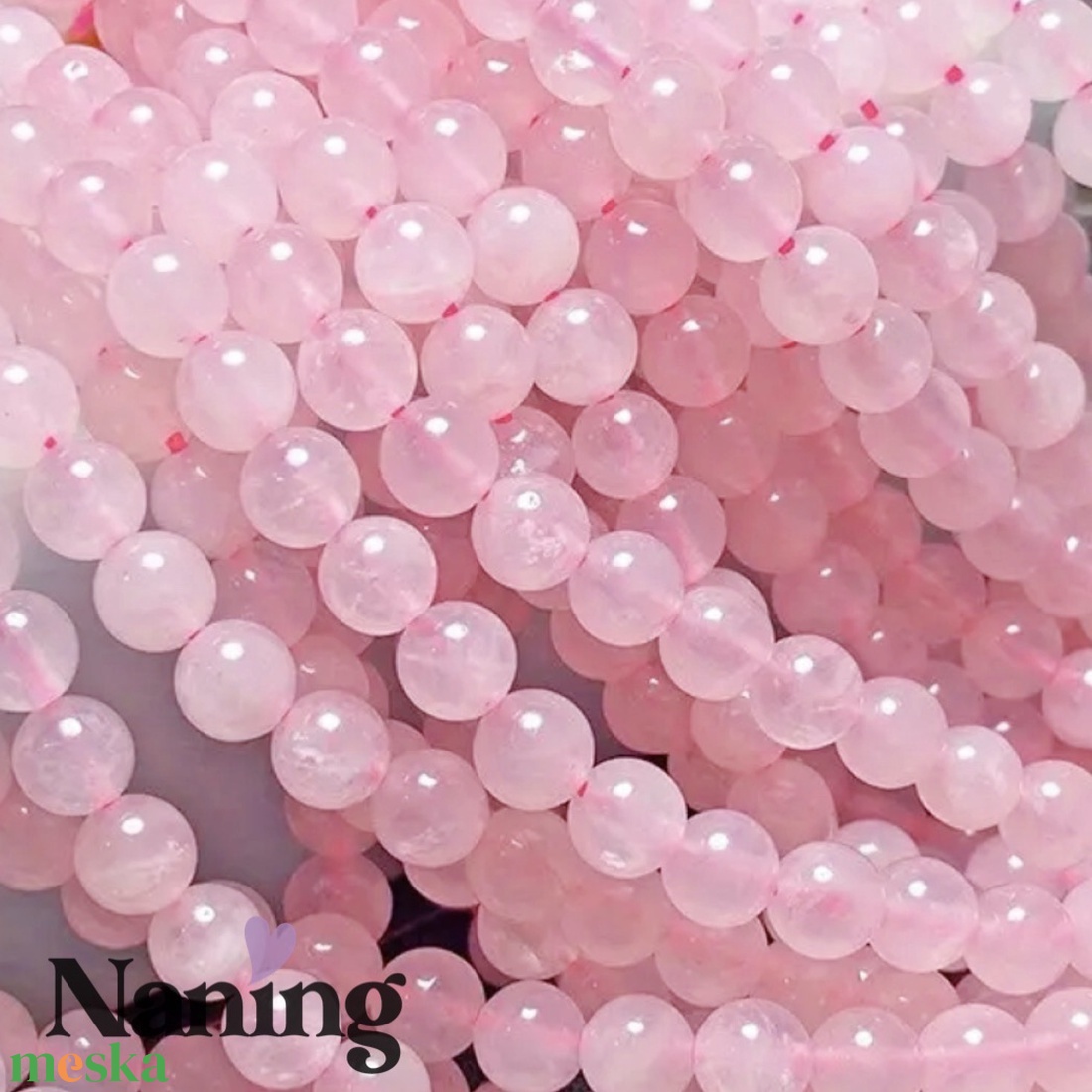 Rózsakvarc � ásványgyöngy � 8mm - füzér - 47db - kellékek & szerszámok - ásvány alapanyag - ásványfüzér - Meska.hu