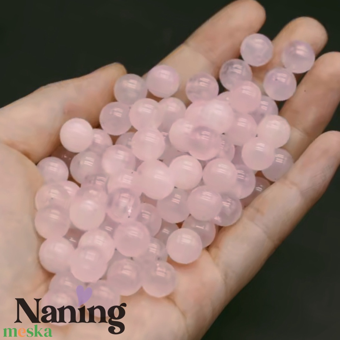 Rózsakvarc � ásványgyöngy � 8mm - füzér - 47db - kellékek & szerszámok - ásvány alapanyag - ásványfüzér - Meska.hu