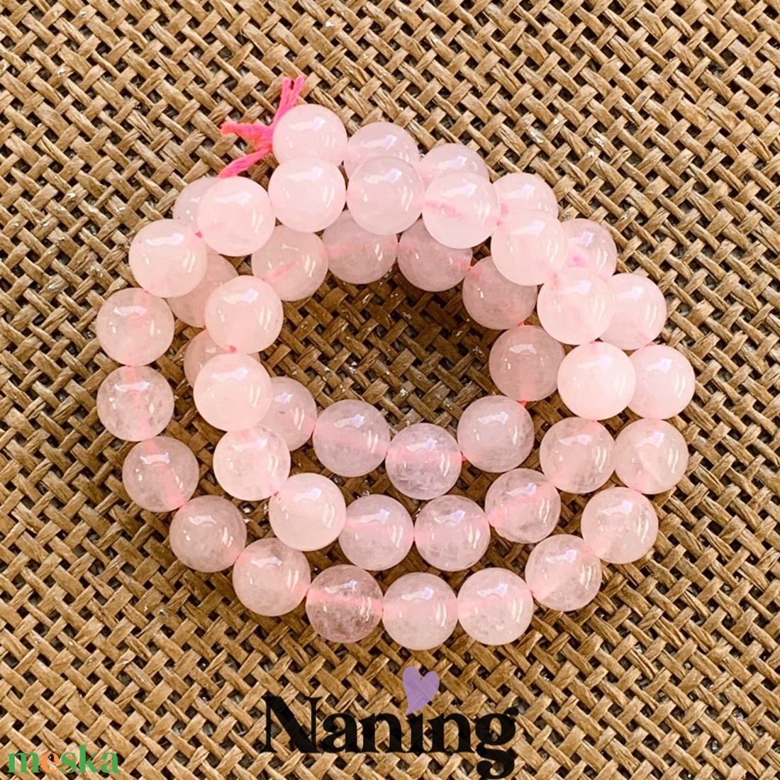 Rózsakvarc � ásványgyöngy � 8mm - füzér - 47db - kellékek & szerszámok - ásvány alapanyag - ásványfüzér - Meska.hu