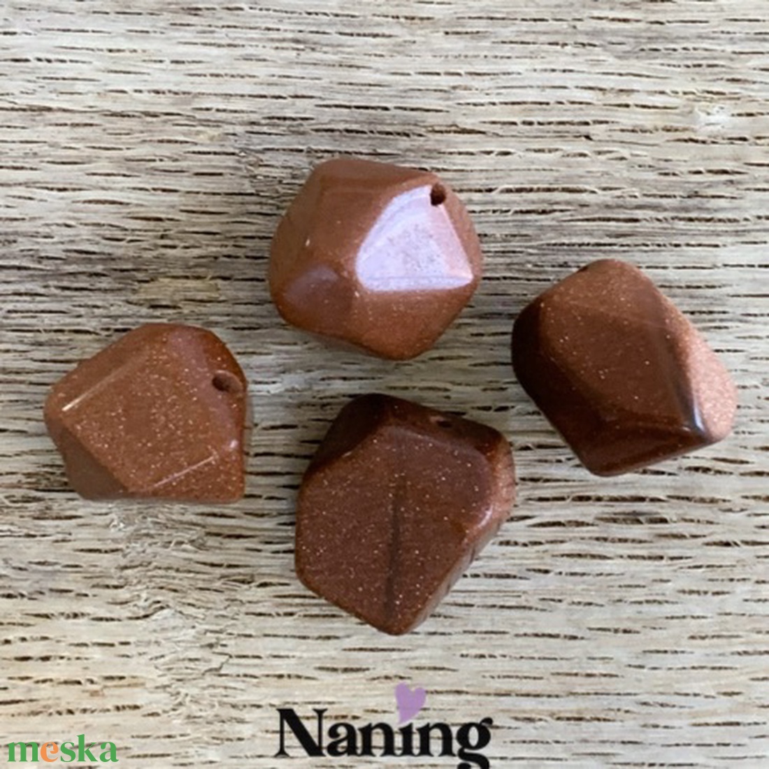 4db homokkő(goldfluss) - amorf gyöngy - fúrt - aranybarna - kb: 15mm - otthon & életmód - dekoráció - spiritualitás - ásványok - Meska.hu