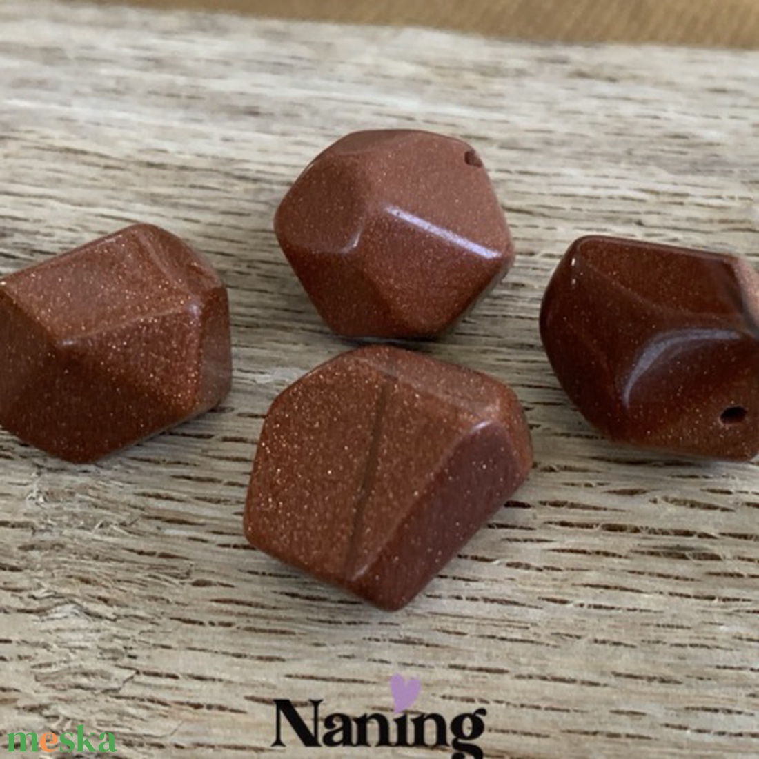 4db homokkő(goldfluss) - amorf gyöngy - fúrt - aranybarna - kb: 15mm - otthon & életmód - dekoráció - spiritualitás - ásványok - Meska.hu