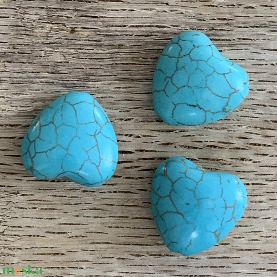 Howlite(türkinit) szív - 3db - kék színű - fúrt szív - 20-20mm  - otthon & életmód - dekoráció - spiritualitás - ásványok - Meska.hu