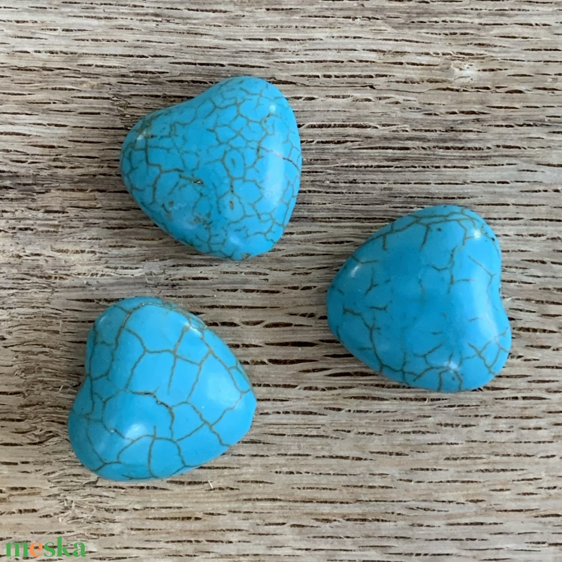Howlite(türkinit) szív - 3db - kék színű - fúrt szív - 17-18mm  - otthon & életmód - dekoráció - spiritualitás - ásványok - Meska.hu