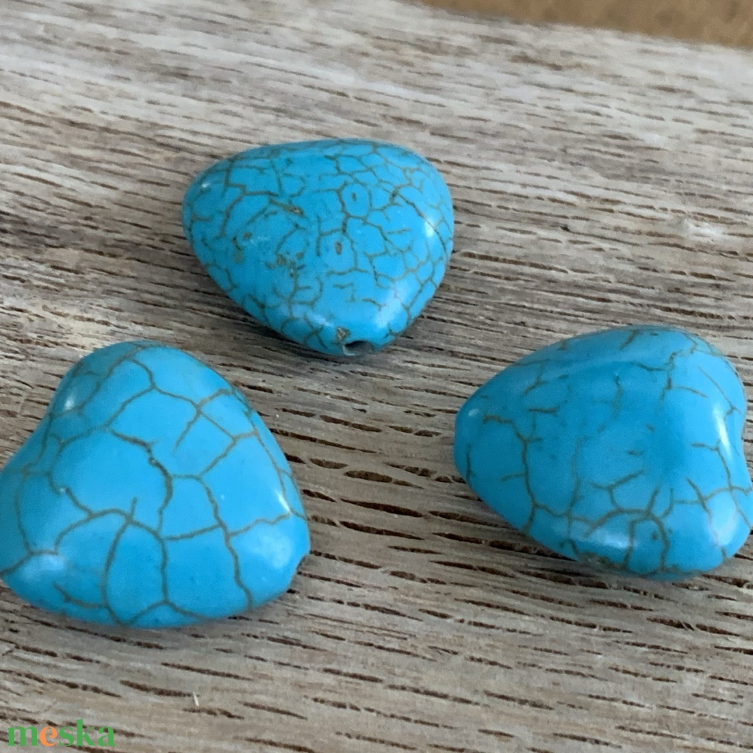 Howlite(türkinit) szív - 3db - kék színű - fúrt szív - 17-18mm  - otthon & életmód - dekoráció - spiritualitás - ásványok - Meska.hu