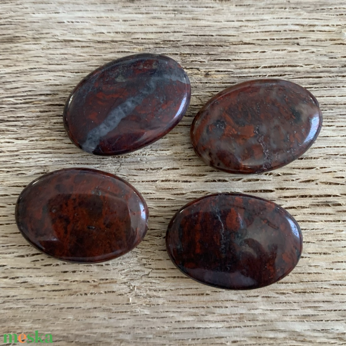 Breccsa jáspis - 4db - ovál gyöngy - fúrt - 18x25mm  - otthon & életmód - dekoráció - spiritualitás - ásványok - Meska.hu
