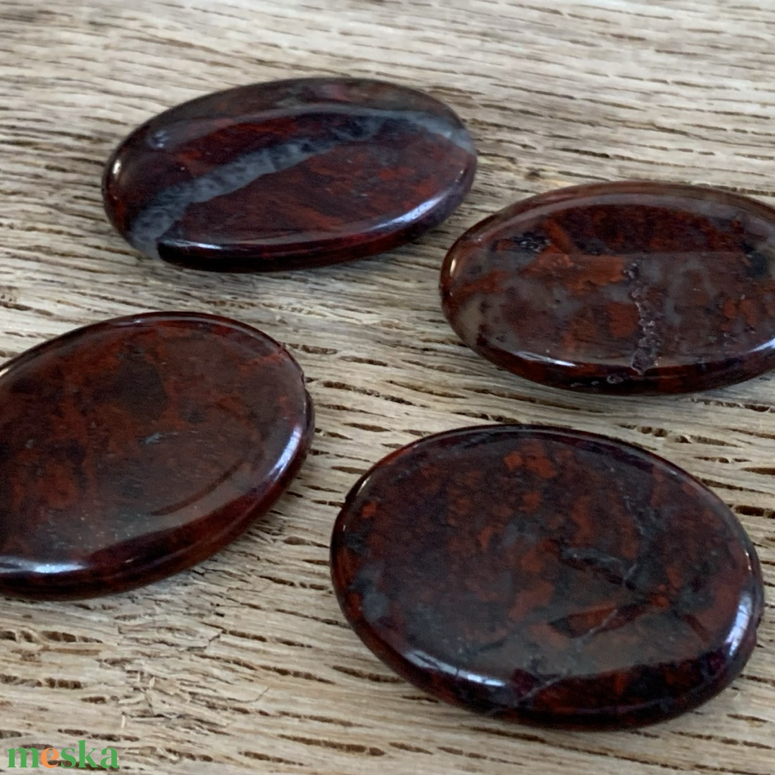 Breccsa jáspis - 4db - ovál gyöngy - fúrt - 18x25mm  - otthon & életmód - dekoráció - spiritualitás - ásványok - Meska.hu