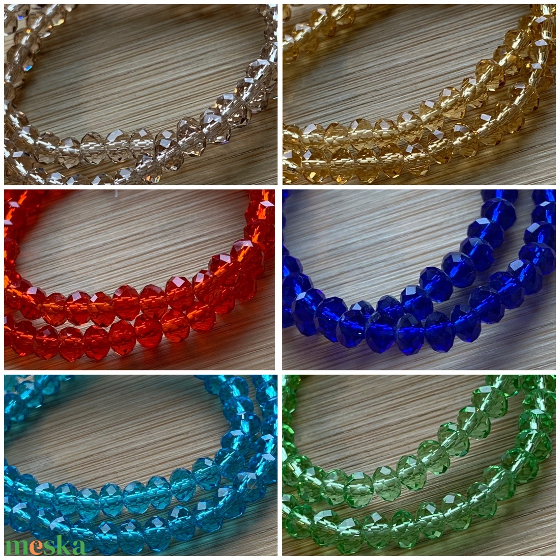 Csiszolt üvegkristály füzér - 4mm - 74db - kellékek & szerszámok - gyöngyfűzés kellékek - üveggyöngy - Meska.hu