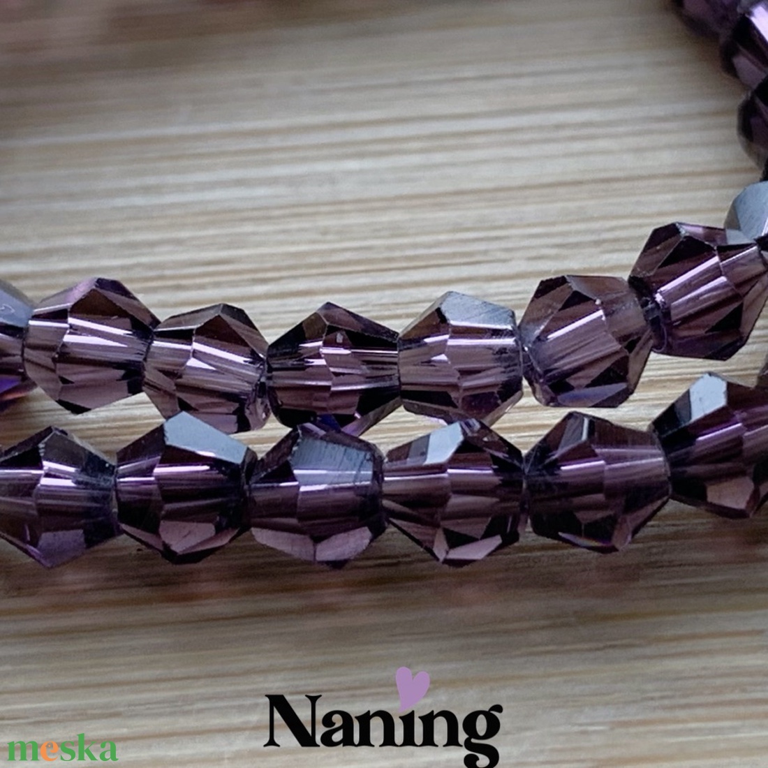 Csiszolt üvegkristály füzér - 4mm - 60db - kellékek & szerszámok - gyöngyfűzés kellékek - üveggyöngy - Meska.hu