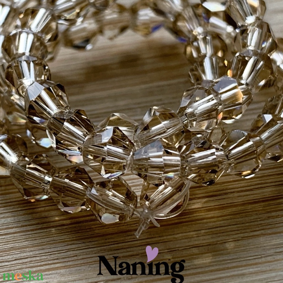 Csiszolt üvegkristály füzér - 4mm - 60db - kellékek & szerszámok - gyöngyfűzés kellékek - üveggyöngy - Meska.hu