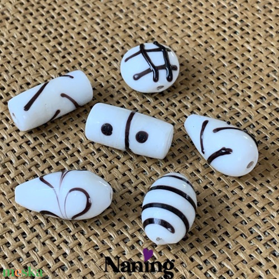 6db kézzel készített üveggyöngy - 20-25mm  - kellékek & szerszámok - gyöngyfűzés kellékek - üveggyöngy - Meska.hu