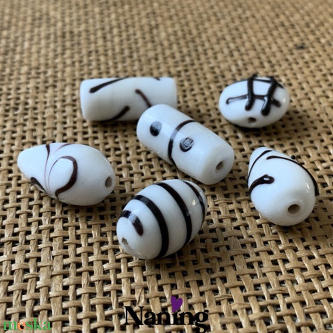 6db kézzel készített üveggyöngy - 20-25mm  - kellékek & szerszámok - gyöngyfűzés kellékek - üveggyöngy - Meska.hu