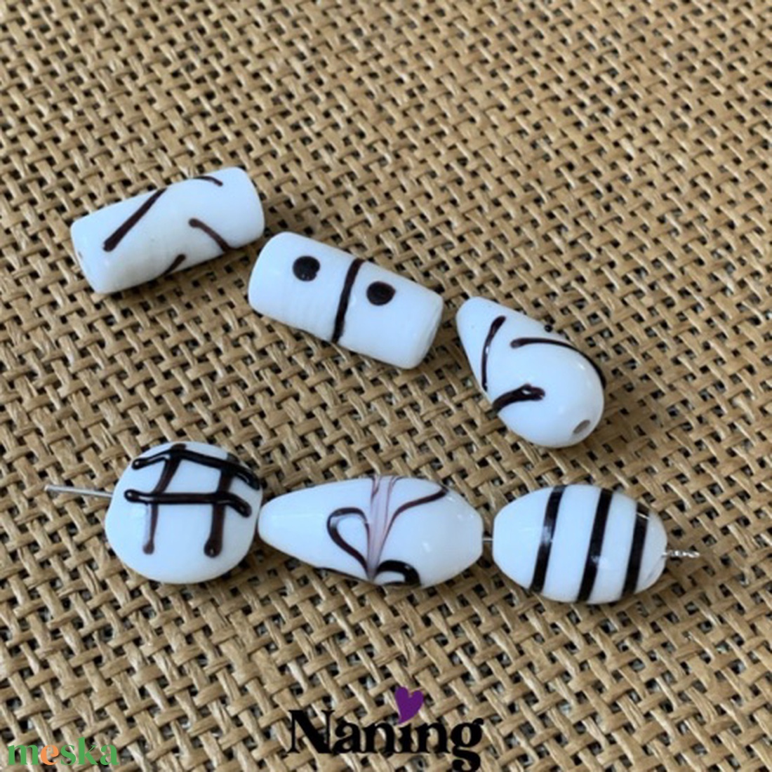 6db kézzel készített üveggyöngy - 20-25mm  - kellékek & szerszámok - gyöngyfűzés kellékek - üveggyöngy - Meska.hu