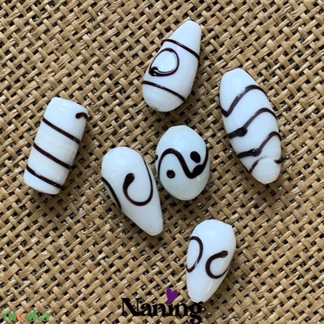 6db kézzel készített üveggyöngy - 20-25mm  - kellékek & szerszámok - gyöngyfűzés kellékek - üveggyöngy - Meska.hu