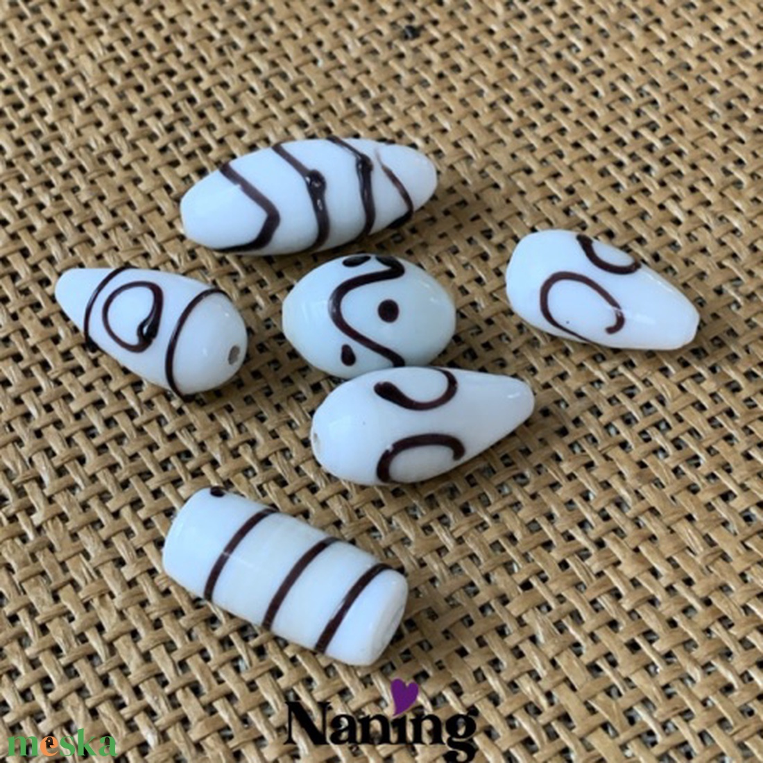 6db kézzel készített üveggyöngy - 20-25mm  - kellékek & szerszámok - gyöngyfűzés kellékek - üveggyöngy - Meska.hu