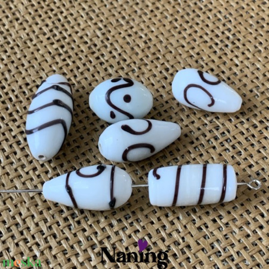 6db kézzel készített üveggyöngy - 20-25mm  - kellékek & szerszámok - gyöngyfűzés kellékek - üveggyöngy - Meska.hu