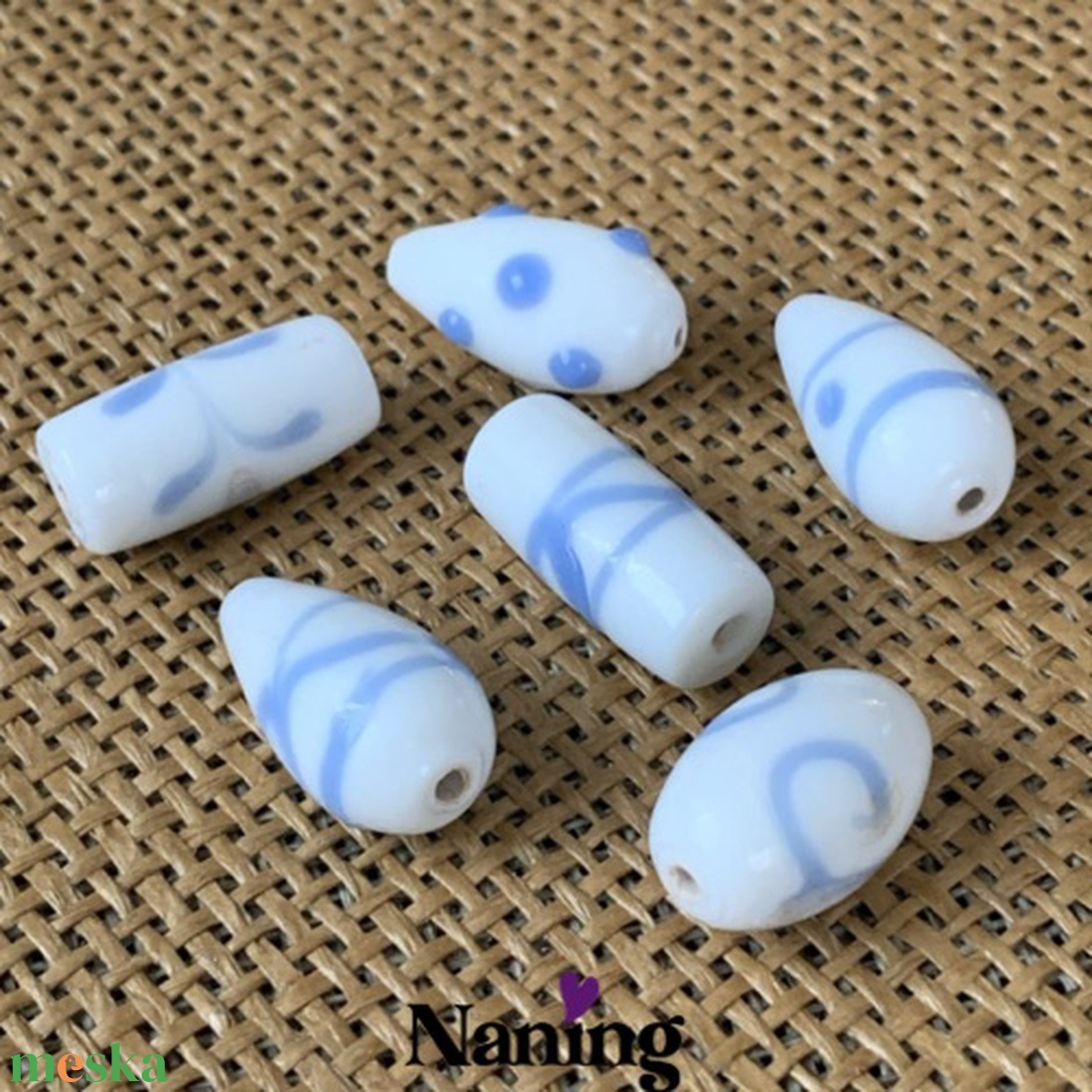 6db kézzel készített üveggyöngy - 20-25mm  - kellékek & szerszámok - gyöngyfűzés kellékek - üveggyöngy - Meska.hu